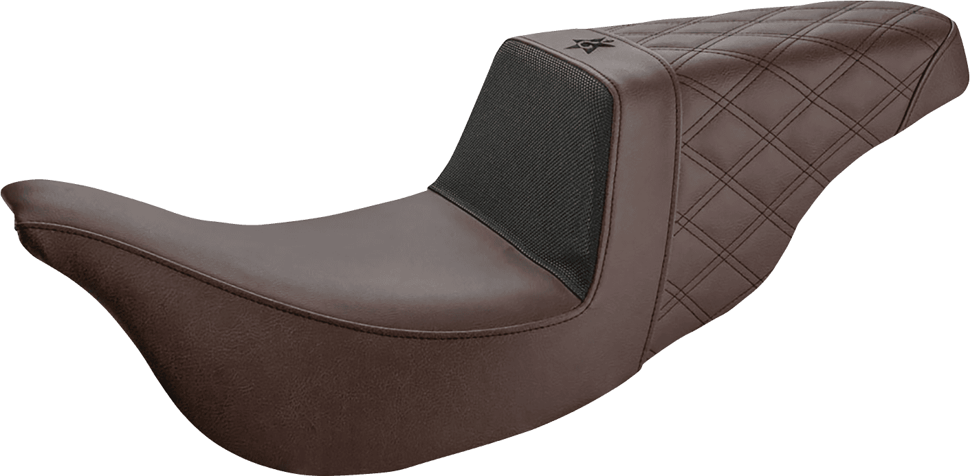 SADDLEMEN 0801-1360 Unknown Industries Seat - Carbon Fiber/ Gripper/Rear Lattice Stitch - Brown - FL '08-'23