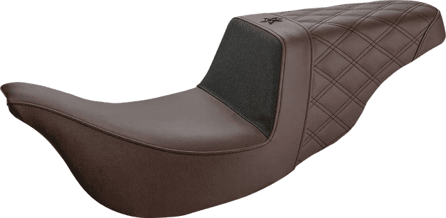 SADDLEMEN 0801-1360 Unknown Industries Seat - Carbon Fiber/ Gripper/Rear Lattice Stitch - Brown - FL '08-'23 — image 1 of 2
