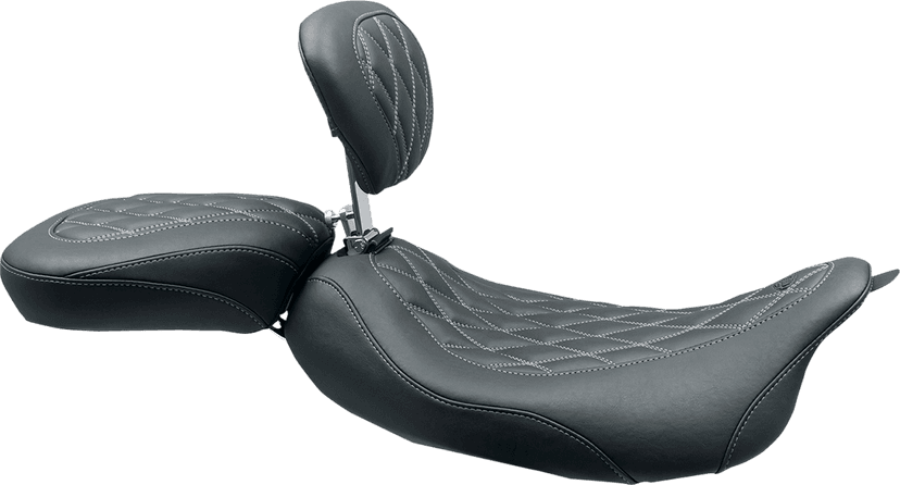 MUSTANG 0801-1379 Wide Tripper™ Solo Seat - w/ Drivers Backrest - Black w/ Gun Metal Stitching - FL '08-'25 — image 2 of 2