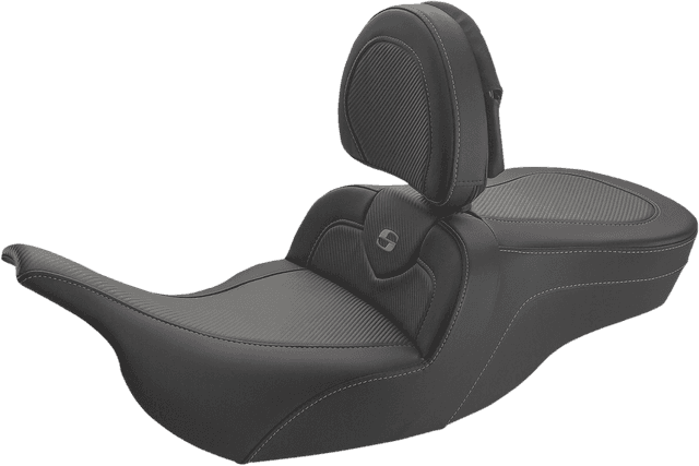 SADDLEMEN 0801-1391 Roadsofa™ Carbon Fiber Seat - w/ Backrest - Smooth - FLH/FLT '97-'07