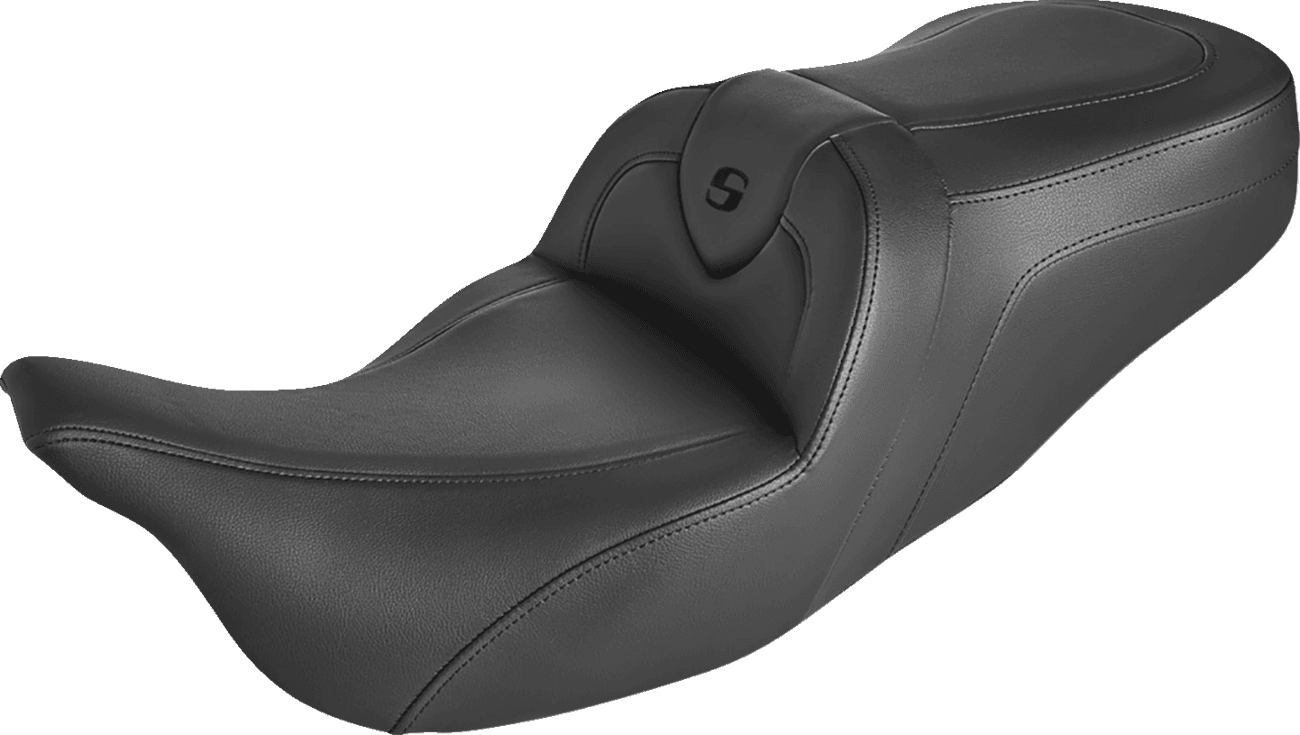 SADDLEMEN 0801-1395 Roadsofa™ Seat - without Backrest - Black/Black Stitch - FLH/FLT '08-'24