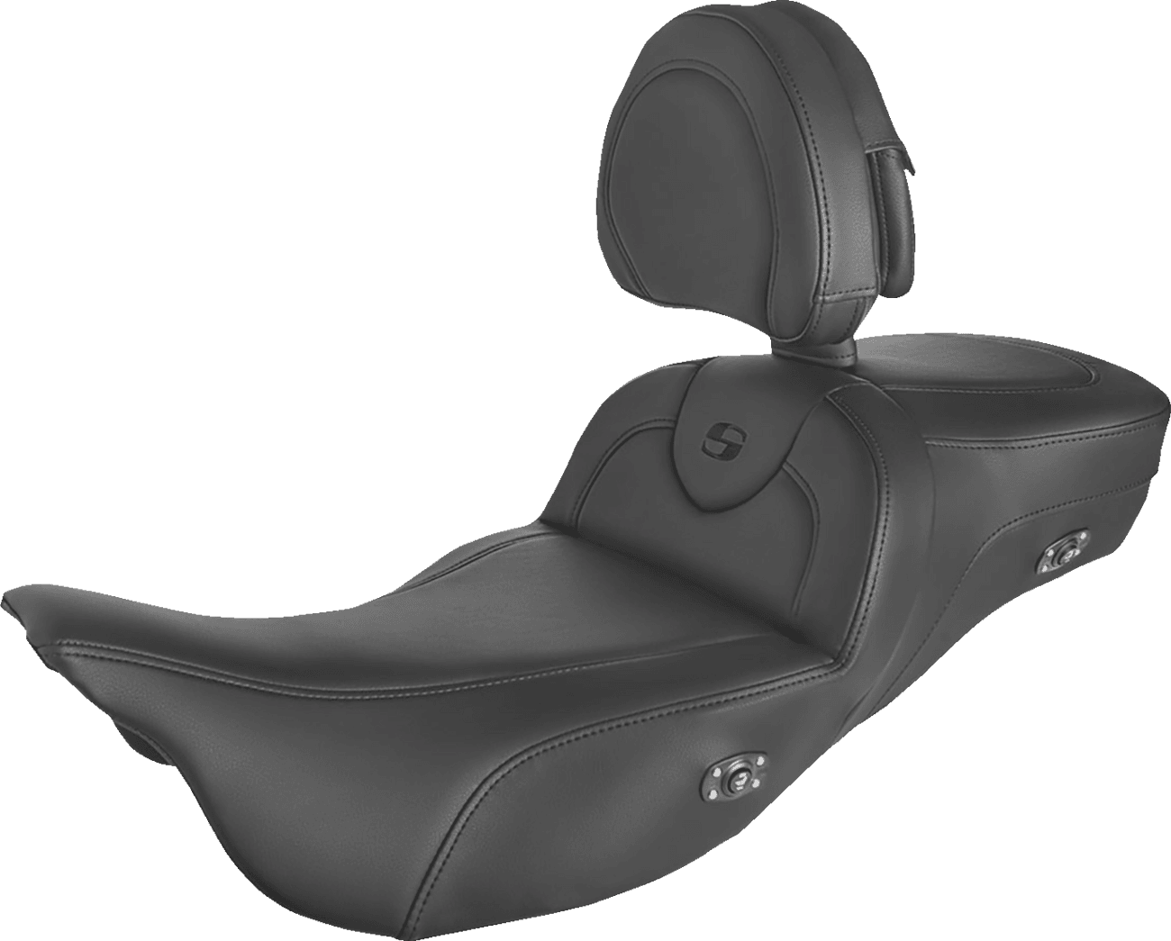 SADDLEMEN 0801-1401 Roadsofa™ Extended Reach Heated Seat - Black - w/ Backrest - FL '08-'24