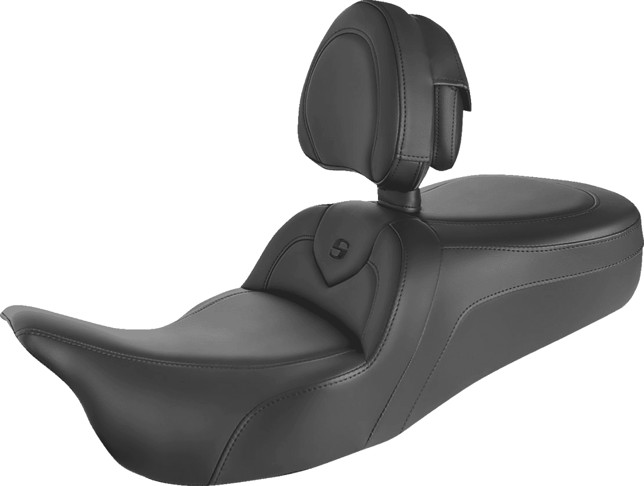 SADDLEMEN 0801-1404 RoadSofa™ Seat - With Backrest - Black w/ Black Stitching - FL '09-'24