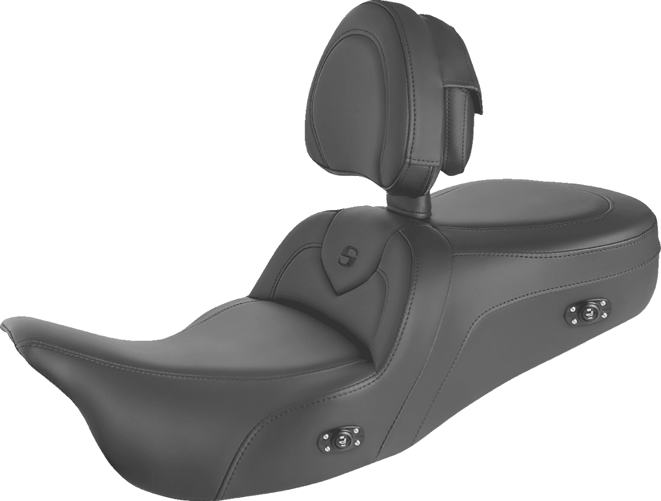 SADDLEMEN 0801-1405 Heated RoadSofa™ Seat - With Backrest - Black w/ Black Stitching - FL' 09-'24