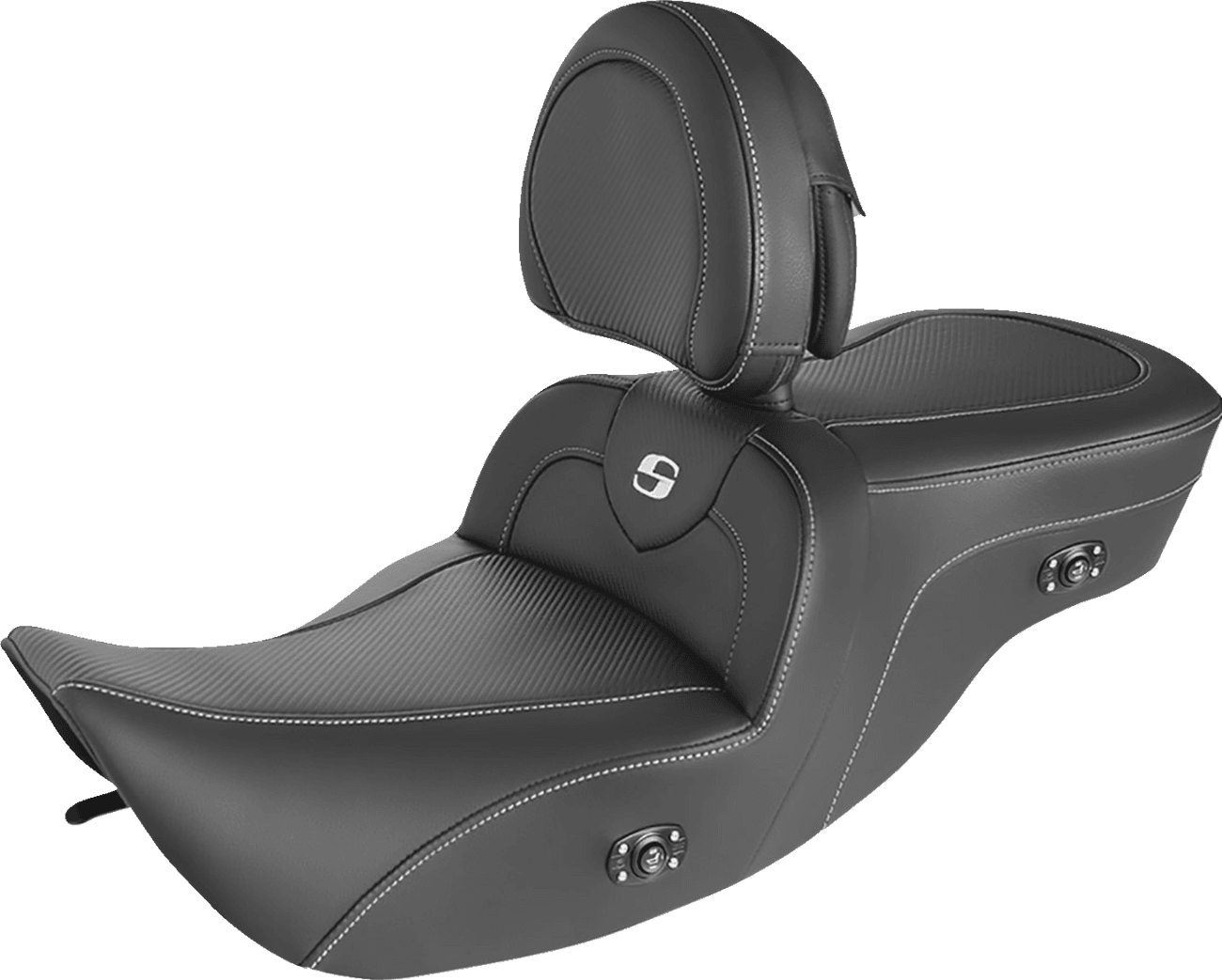 SADDLEMEN 0801-1413 Heated Roadsofa™ Seat - Carbon Fiber - w/ Backrest