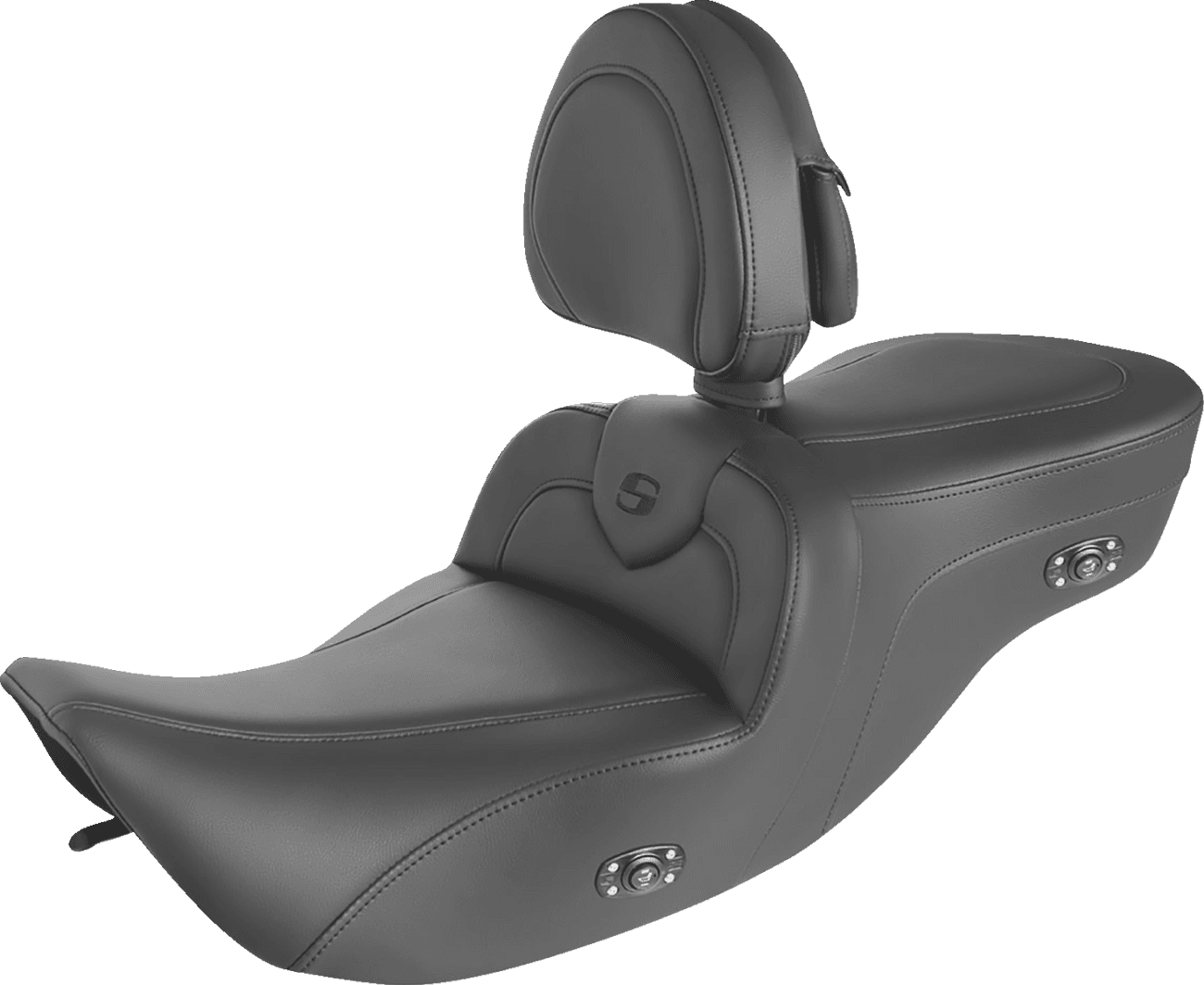 SADDLEMEN 0801-1417 Heated RoadSofa™ Seat - With Backrest - Black W/Black Stitching