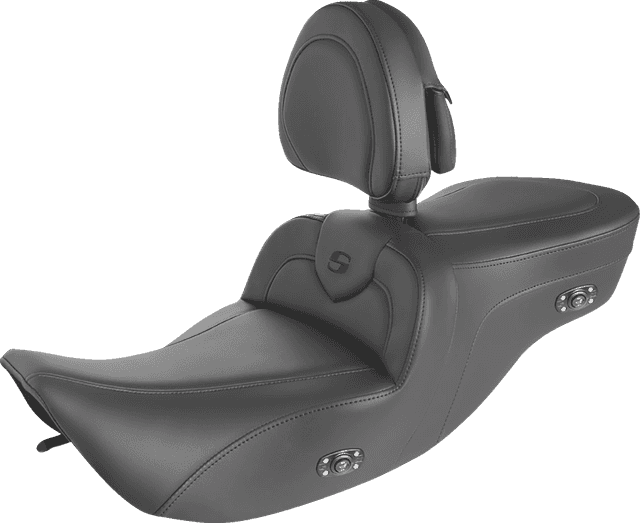 SADDLEMEN 0801-1417 Heated RoadSofa™ Seat - With Backrest - Black W/Black Stitching