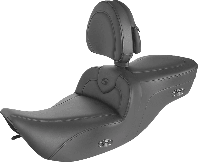SADDLEMEN 0801-1417 Heated RoadSofa™ Seat - With Backrest - Black W/Black Stitching