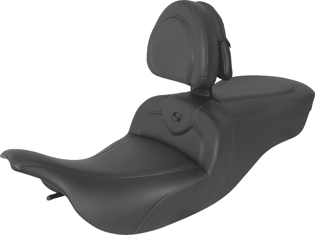 SADDLEMEN 0801-1420 RoadSofa™ Seat - with Backrest - Black w/ Black Stitching - FLH/FLT '97-'07
