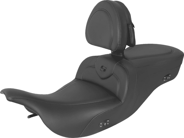 SADDLEMEN 0801-1421 Heated RoadSofa™ Seat - With Backrest - Black W/Black Stitching