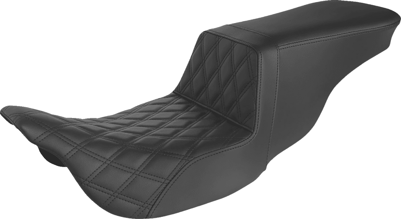 SADDLEMEN 0801-1424 Tour Step-Up Seat - Front Lattice Stitch - Black - FL '08-'24