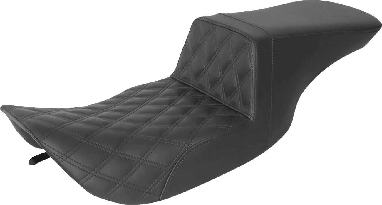 SADDLEMEN 0801-1432 Tour Step-Up Seat - Front Lattice Stitch - Black - FL '97-'07