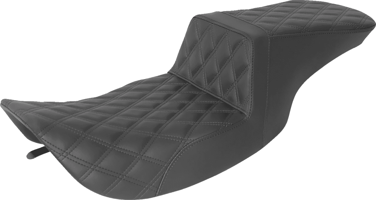 SADDLEMEN 0801-1434 Tour Step-Up Seat - Full Lattice Stitch - Black - FL '97-'07