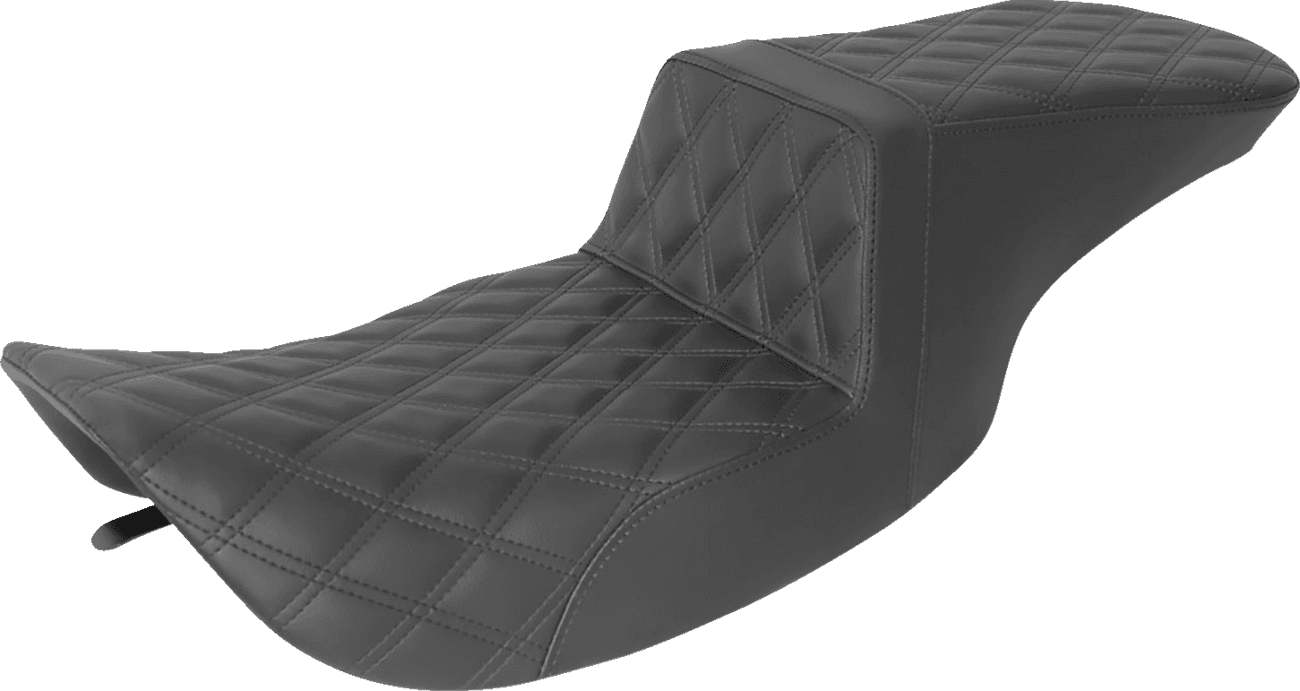 SADDLEMEN 0801-1434 Tour Step-Up Seat - Full Lattice Stitch - Black - FL '97-'07