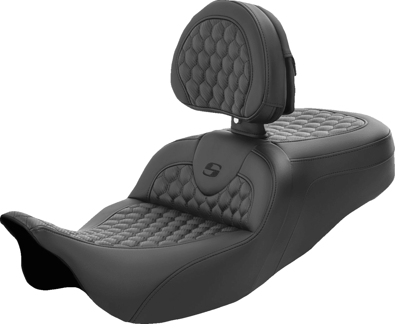 SADDLEMEN 0801-1554 RoadSofa™ Seat - Honeycomb - with Backrest - FL '08-'24