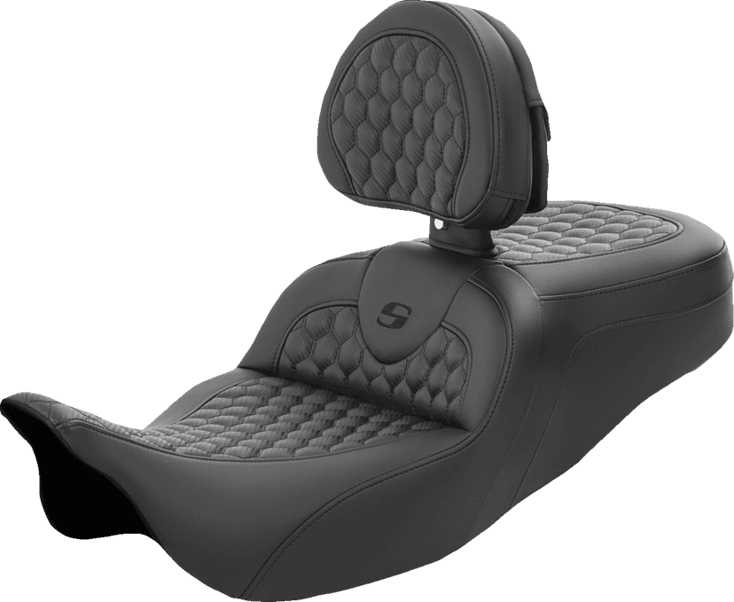 SADDLEMEN 0801-1554 RoadSofa™ Seat - Honeycomb - with Backrest - FL '08-'24 — image 1 of 2