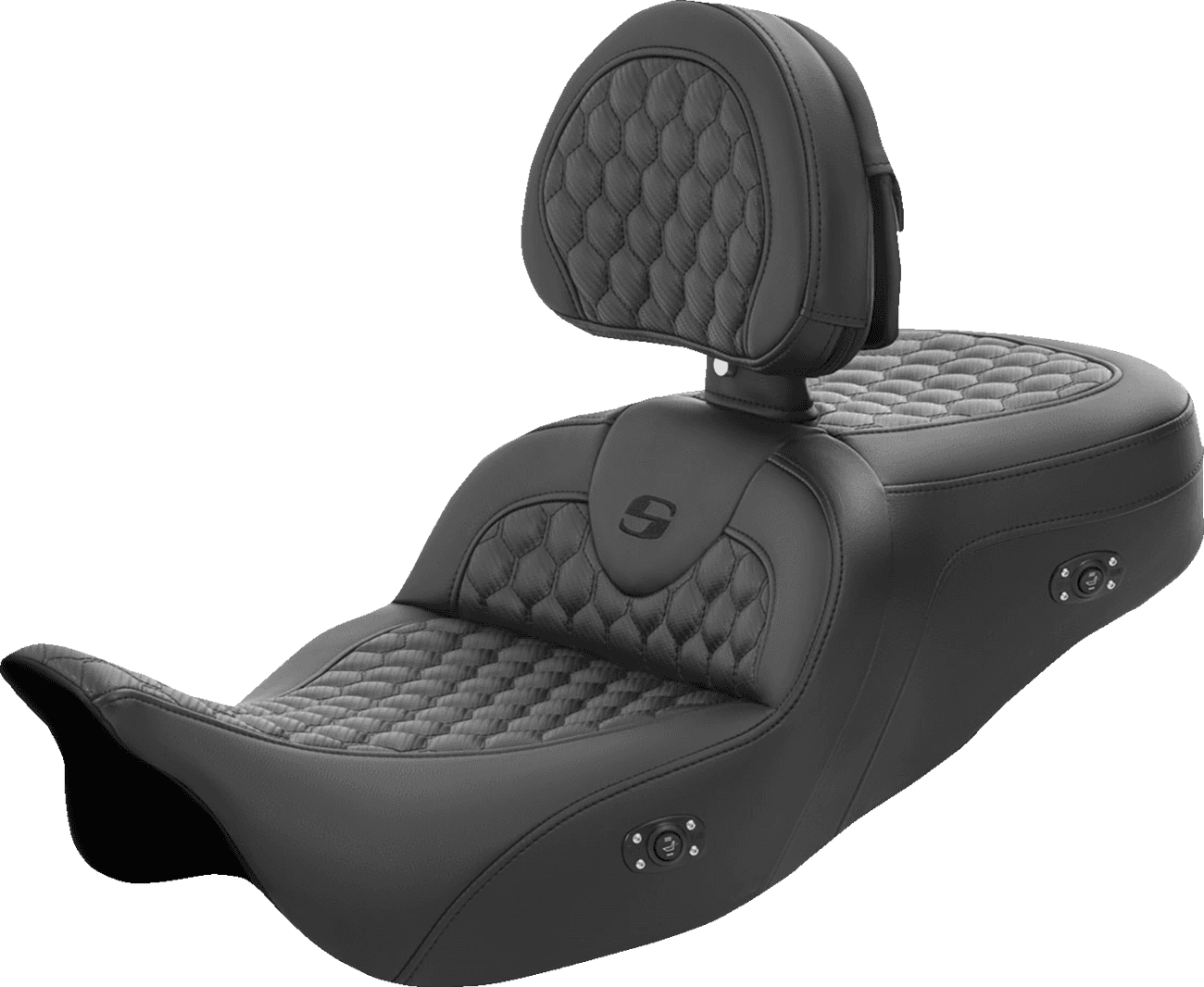 SADDLEMEN 0801-1556 RoadSofa™ Seat - Honeycomb - with Backrest - Heated - FL '08-'23