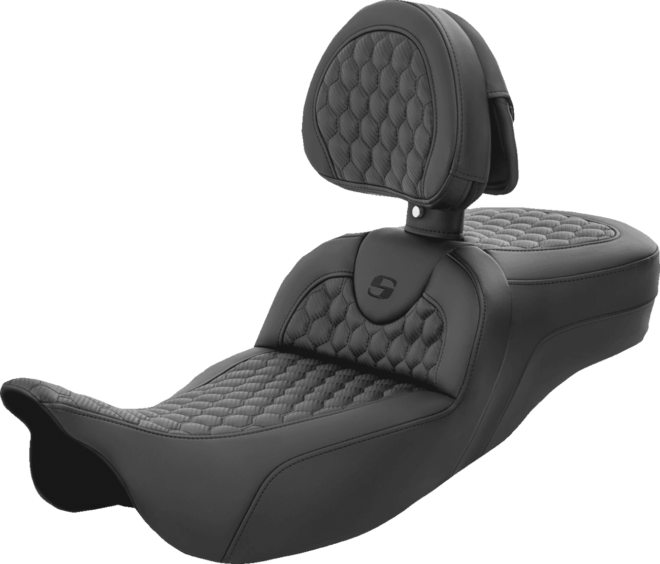 SADDLEMEN 0801-1558 RoadSofa™ Seat - Honeycomb - with Backrest - Extended Reach - FL '08-'24