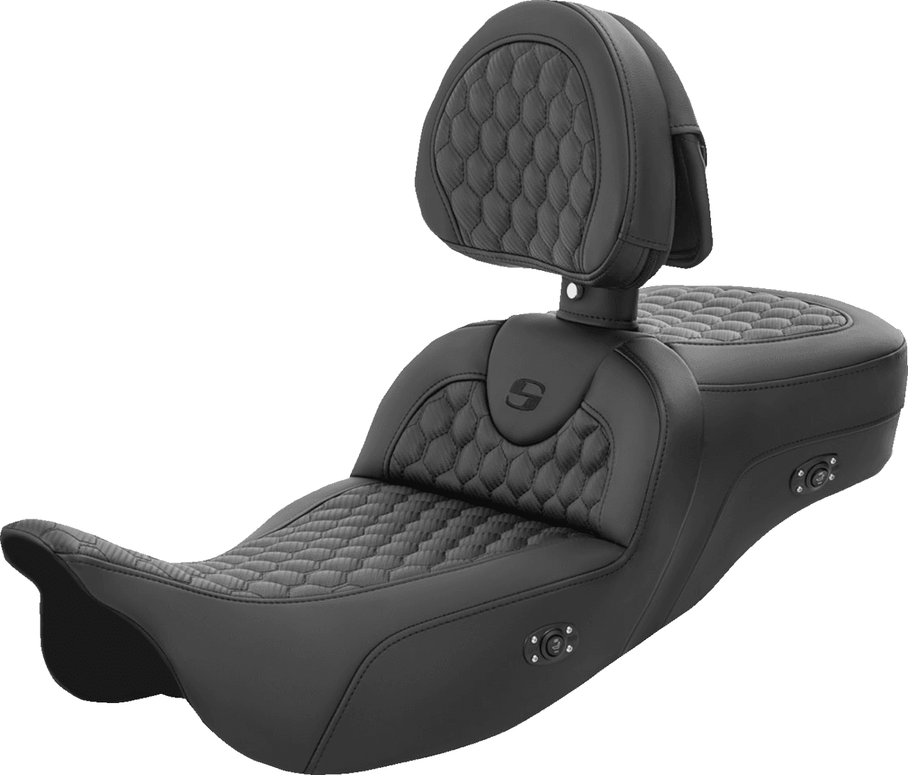 SADDLEMEN 0801-1560 RoadSofa™ Seat - Honeycomb - with Backrest - Extended Reach - Heated - FL '08-'23