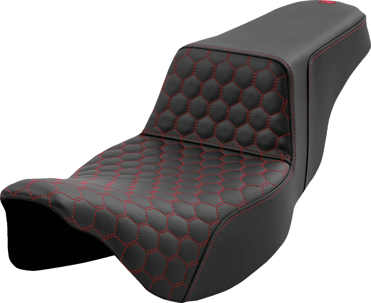 SADDLEMEN 0801-1561 Step-Up Seat - Honeycomb - Extended Reach - Red Stitching - FL '08-'23