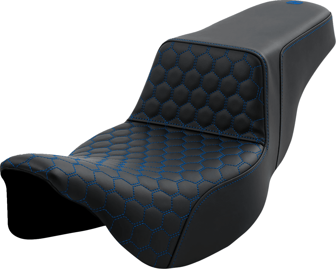 SADDLEMEN 0801-1562 Step-Up Seat - Honeycomb - Extended Reach - Blue Stitching - FL '08-'23