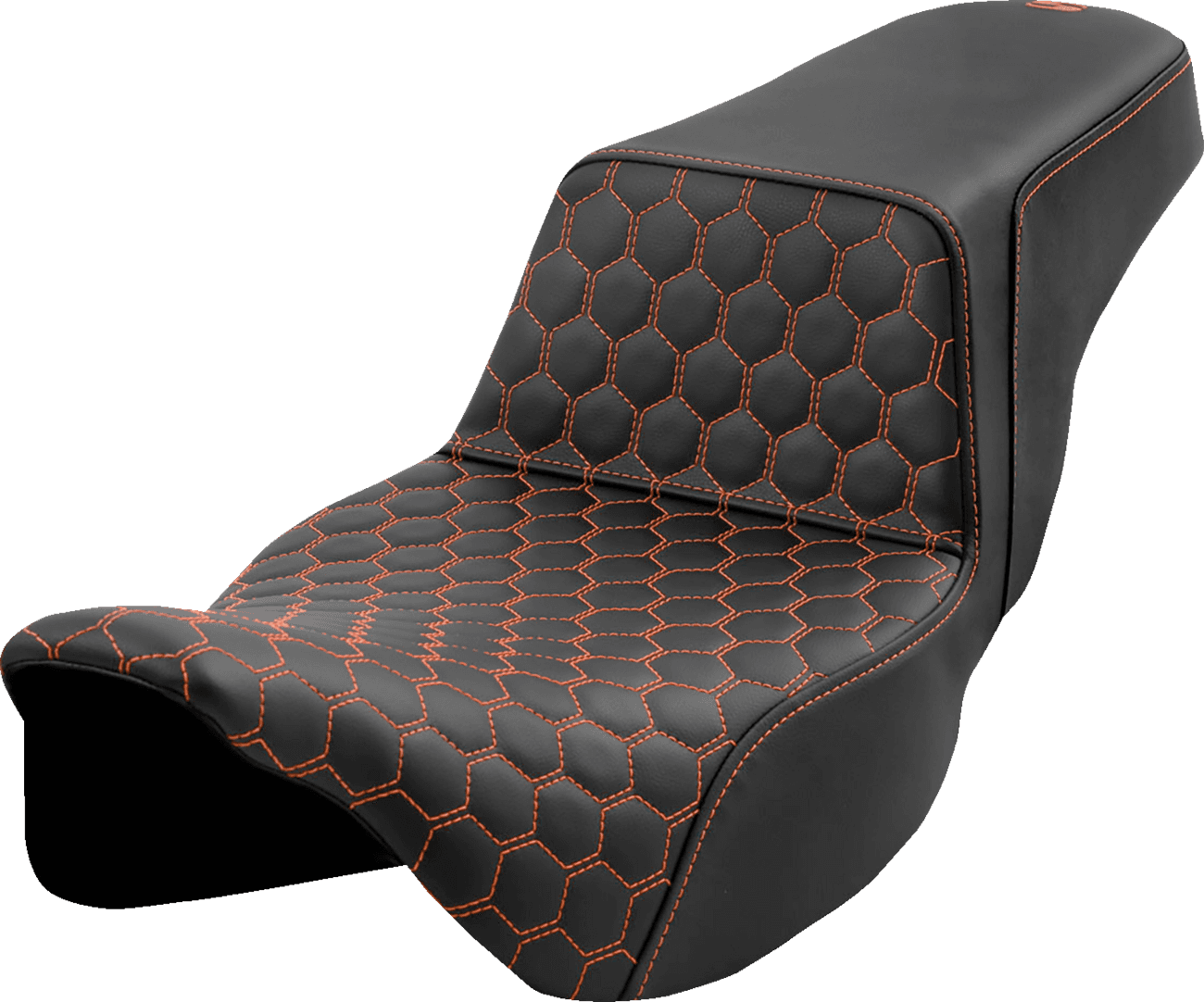 SADDLEMEN 0801-1563 Step-Up Seat - Honeycomb - Extended Reach - Orange Stitching - FL '08-'23