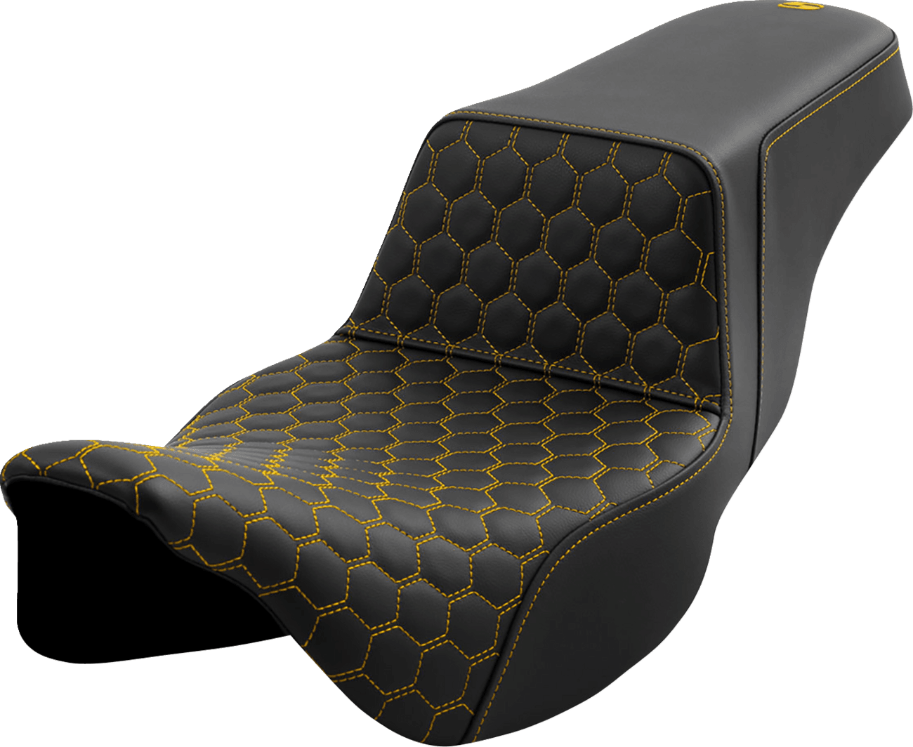 SADDLEMEN 0801-1564 Step-Up Seat - Honeycomb - Extended Reach - Gold Stitching - FL '08-'23