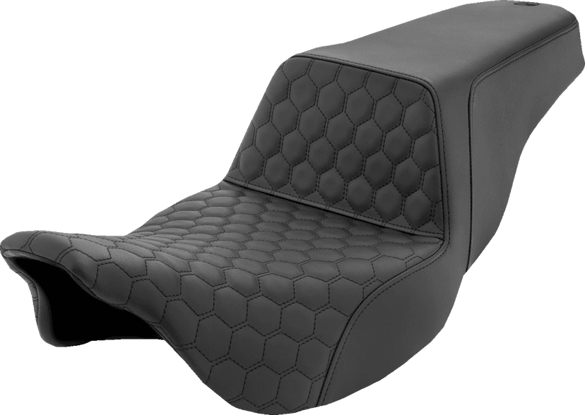 SADDLEMEN 0801-1565 Step-Up Seat - Honeycomb - Black Stitching - FL '08-'24