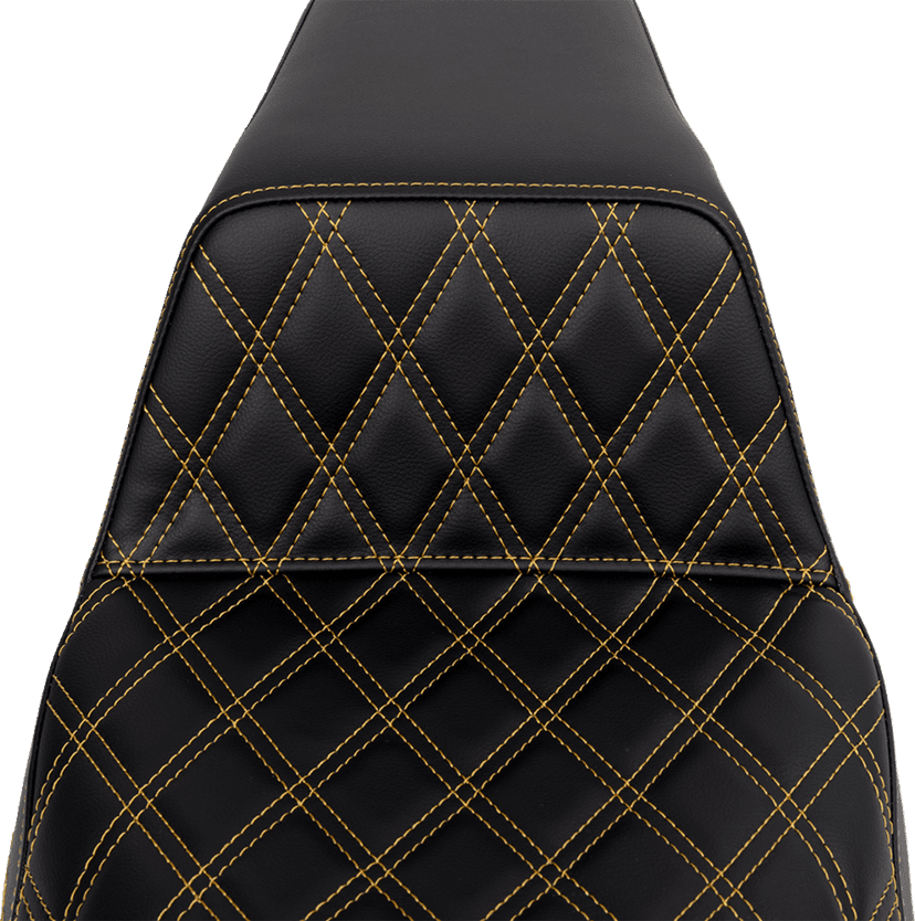 SADDLEMEN 0801-1571 Step-Up Seat - Front Lattice Stitch - Gold Stitch - FLH/FLT '08-'23 — image 2 of 3