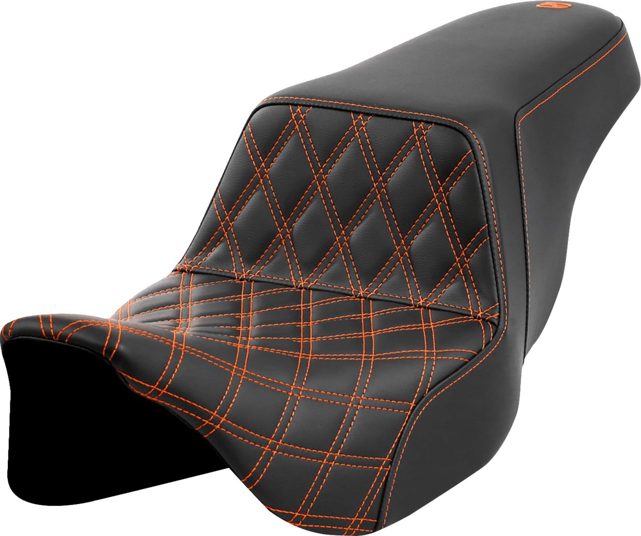 SADDLEMEN 0801-1573 Step-Up Seat - Front Lattice Stitch - Orange Stitch - FLH/FLT '08-'23