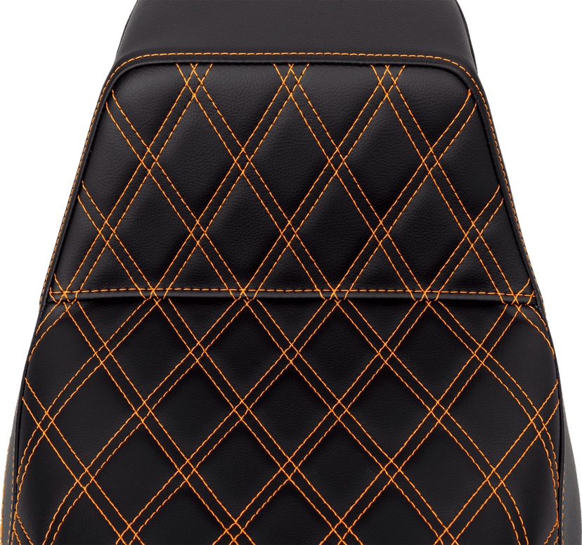 SADDLEMEN 0801-1573 Step-Up Seat - Front Lattice Stitch - Orange Stitch - FLH/FLT '08-'23 — image 3 of 3
