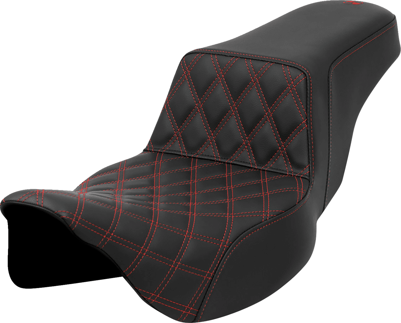 SADDLEMEN 0801-1580 Step-Up Seat - Front Lattice Stitch - Red Stitch - Extended Reach - FLH/FLT '08-'23