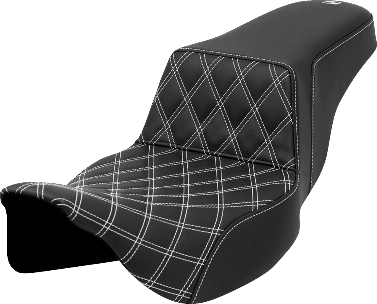 SADDLEMEN 0801-1581 Step-Up Seat - Front Lattice Stitch - White Stitch - Extended Reach - FLH/FLT '08-'23
