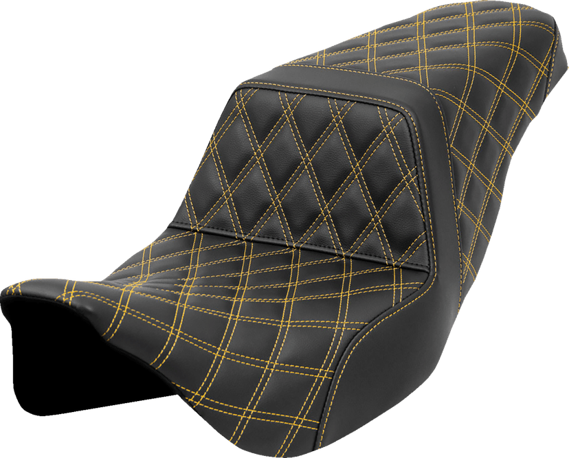 SADDLEMEN 0801-1583 Step-Up Seat - Lattice Stitch - Gold Stitch - FLH/FLT '08-'23