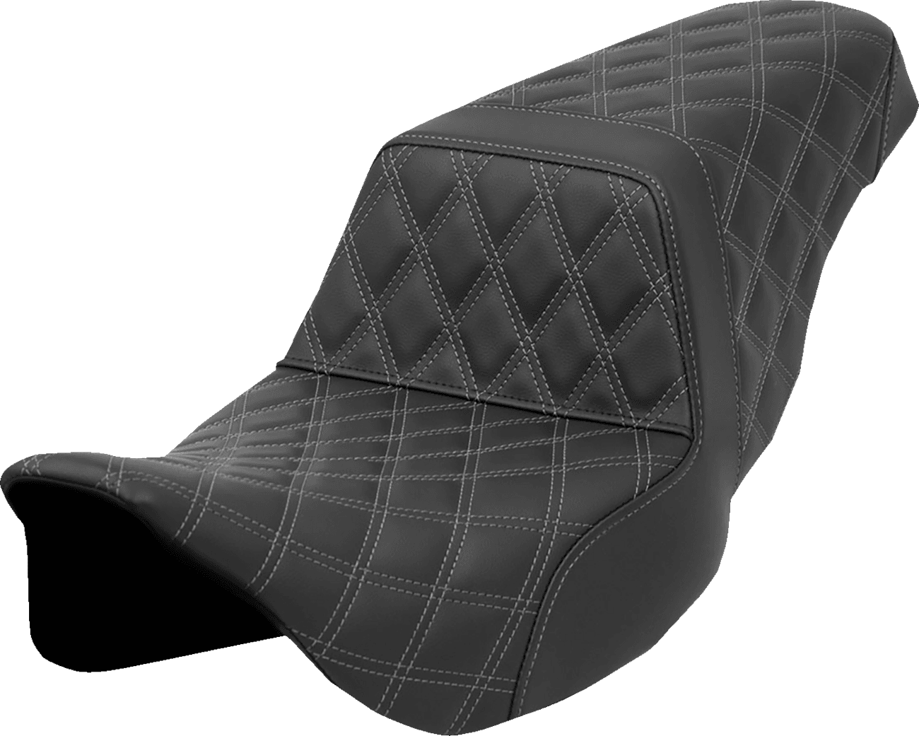 SADDLEMEN 0801-1584 Step-Up Seat - Lattice Stitch - Gray Stitch - FLH/FLT '08-'23