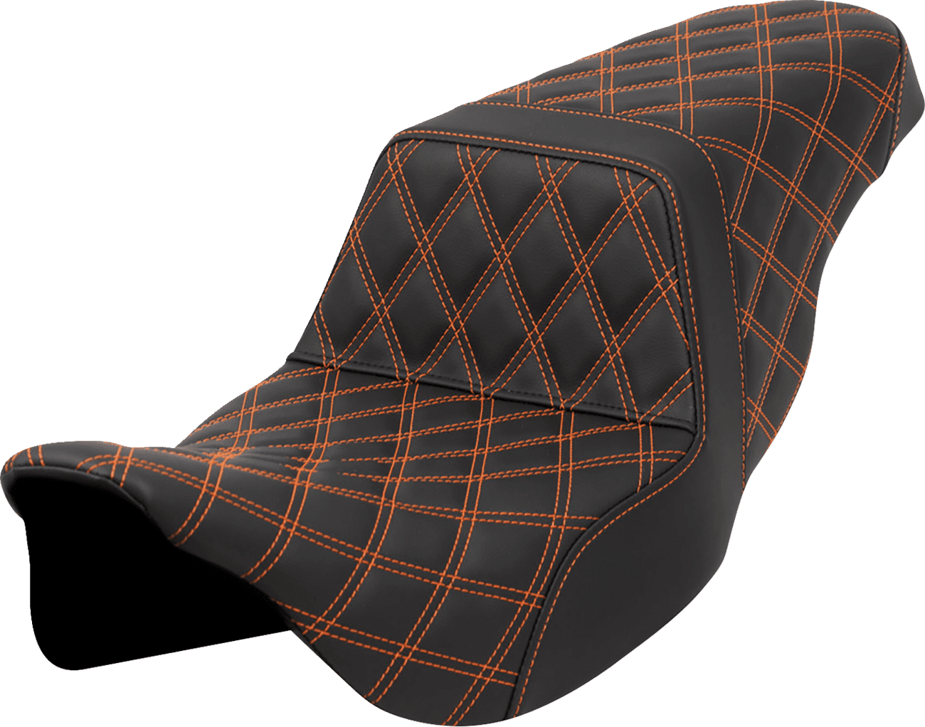 SADDLEMEN 0801-1585 Step-Up Seat - Lattice Stitch - Orange Stitch - FLH/FLT '08-'23