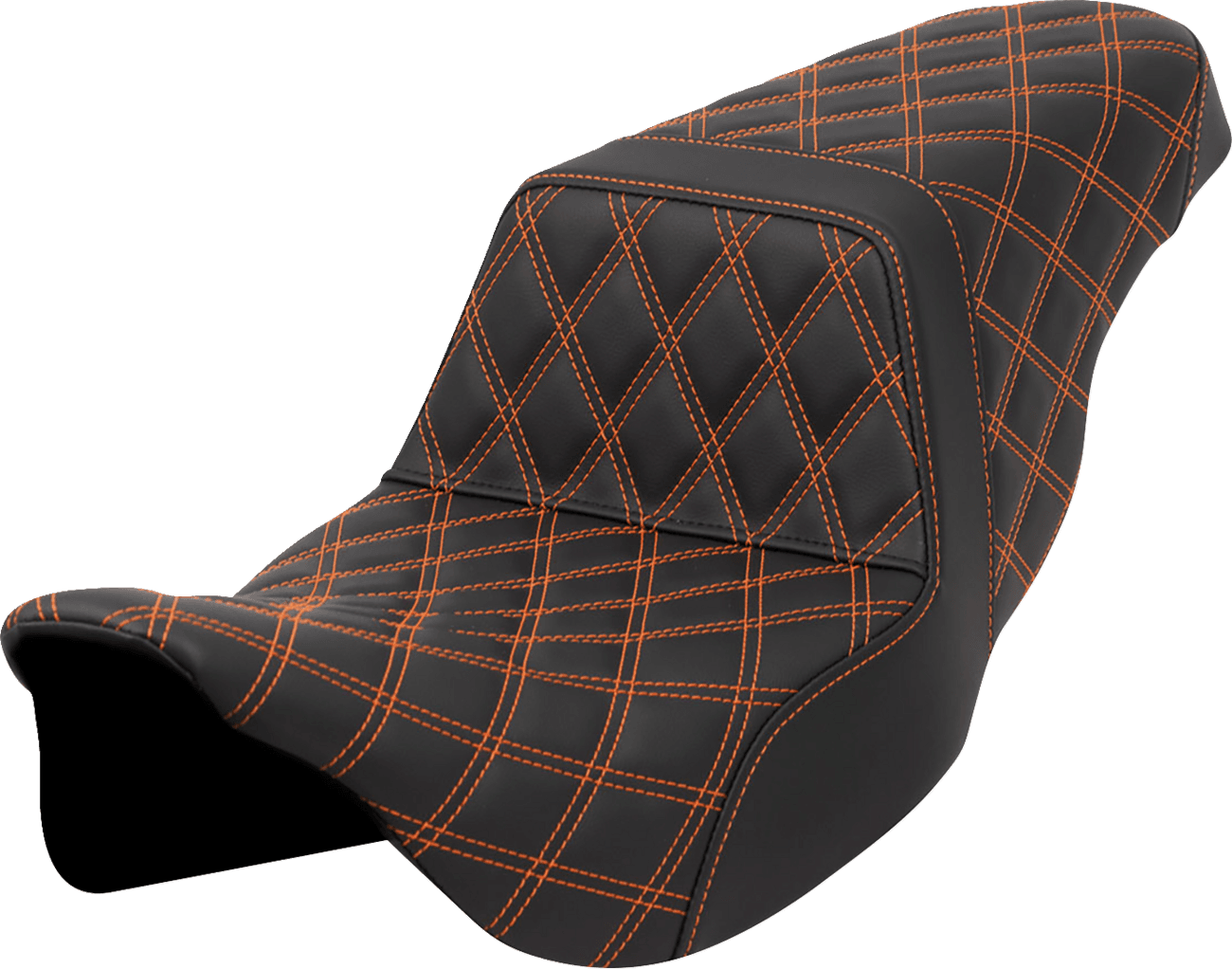 SADDLEMEN 0801-1585 Step-Up Seat - Lattice Stitch - Orange Stitch - FLH/FLT '08-'23