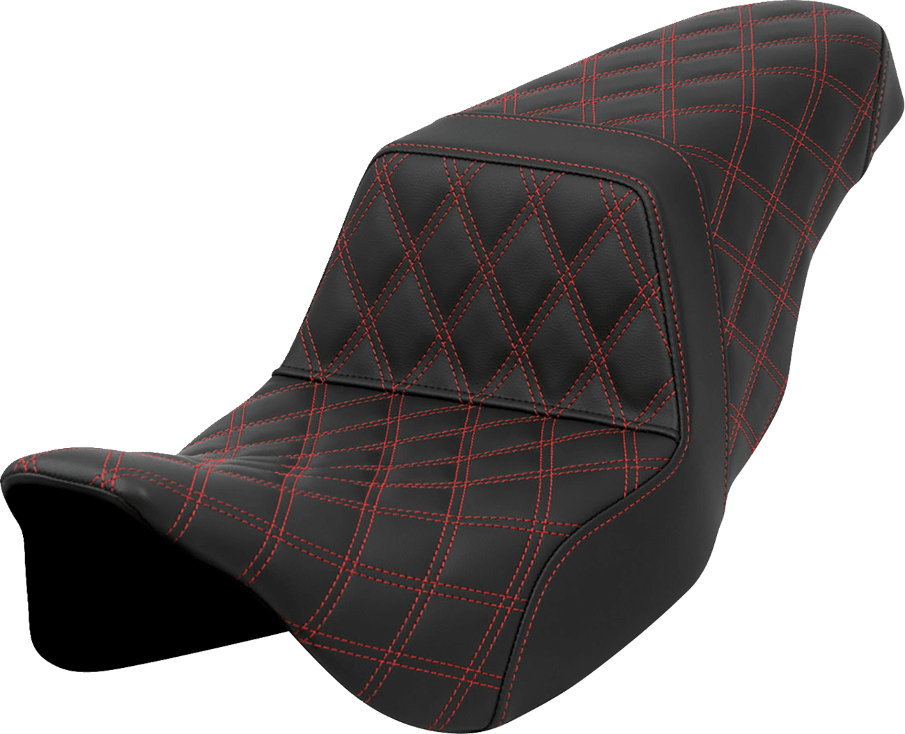 SADDLEMEN 0801-1586 Step-Up Seat - Lattice Stitch - Red Stitch - FLH/FLT '08-'23