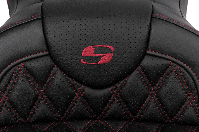 SADDLEMEN 0801-1606 Roadsofa™ Seat - with Backrest - Wine Berry Stitch - FL '08-'23 — image 2 of 5