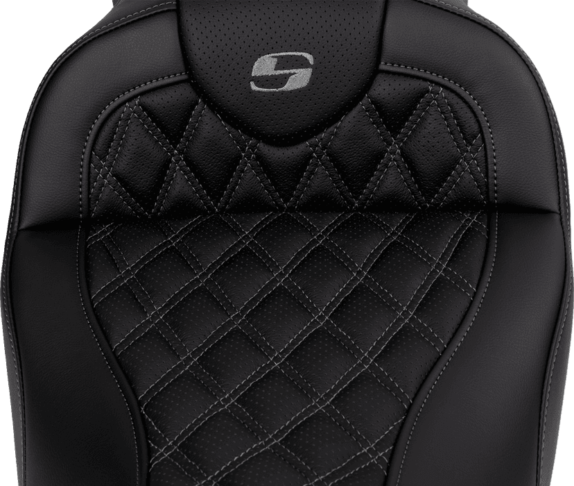 SADDLEMEN 0801-1607 Roadsofa™ Seat - with Backrest - Dark Gray Stitch - FL '08-'23 — image 5 of 5