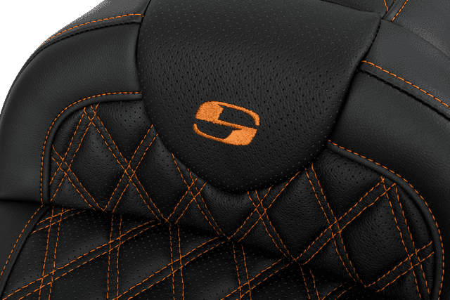 SADDLEMEN 0801-1608 Roadsofa™ Seat - with Backrest - Orange Stitch - FL '08-'23 — image 3 of 5
