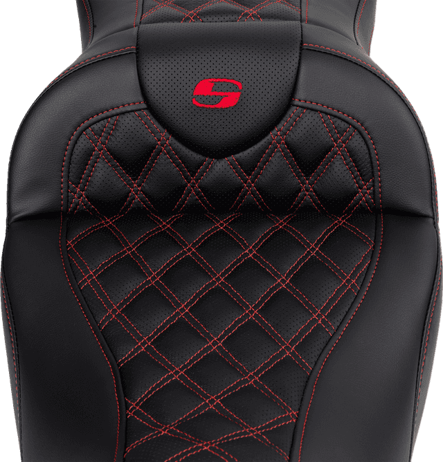 SADDLEMEN 0801-1609 Roadsofa™ Seat - with Backrest - Red Stitch - FL '08-'23 — image 2 of 5