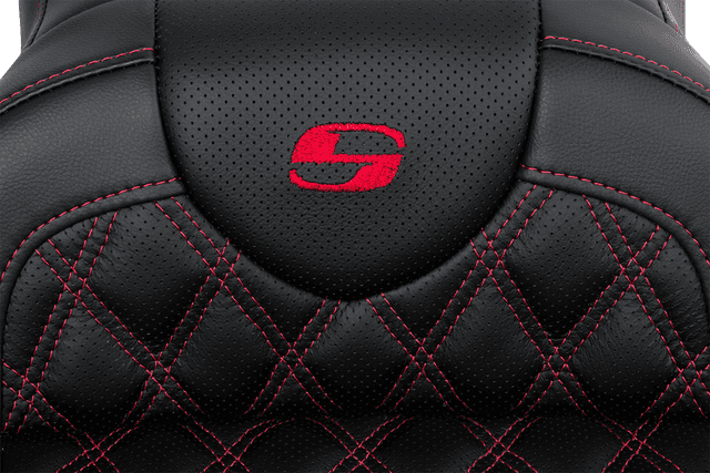 SADDLEMEN 0801-1609 Roadsofa™ Seat - with Backrest - Red Stitch - FL '08-'23 — image 3 of 5