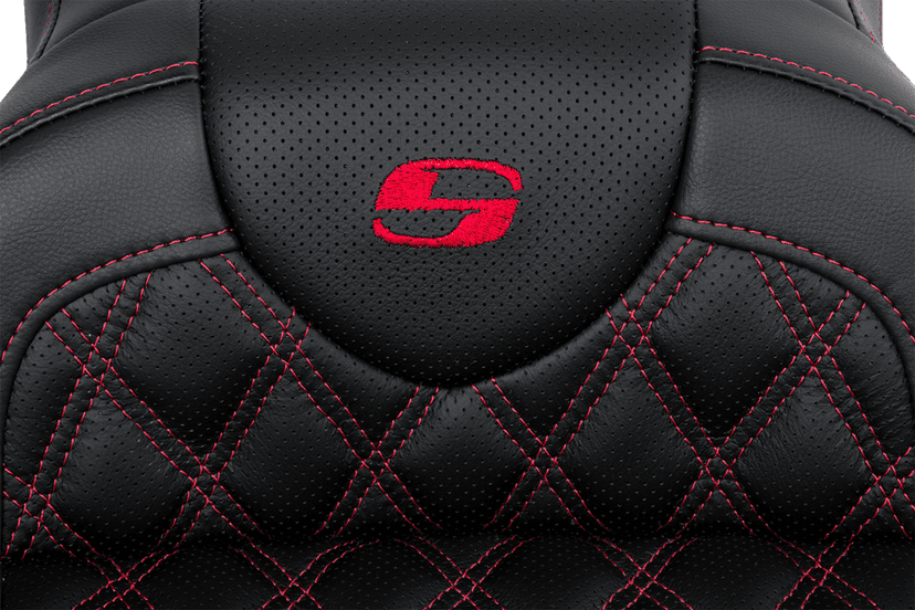 SADDLEMEN 0801-1609 Roadsofa™ Seat - with Backrest - Red Stitch - FL '08-'23 — image 3 of 5