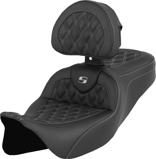 SADDLEMEN 0801-1610 Roadsofa™ Seat - with Backrest - Silver Stitch - FL '08-'23 — image 2 of 5
