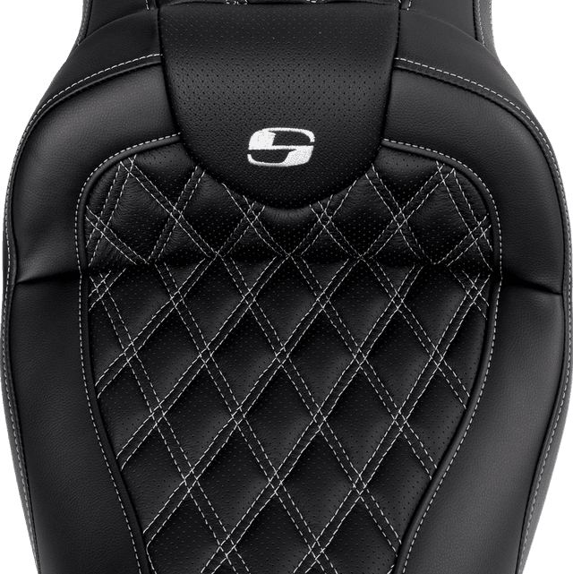 SADDLEMEN 0801-1610 Roadsofa™ Seat - with Backrest - Silver Stitch - FL '08-'23 — image 3 of 5