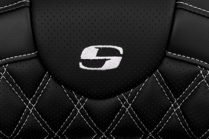 SADDLEMEN 0801-1611 Roadsofa™ Seat - with Backrest - White Stitch - FL '08-'23 — image 4 of 5