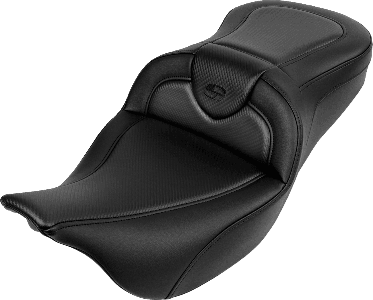 SADDLEMEN 0801-1616 Roadsofa™ Seat - without Backrest - Carbon Fiber - Black Stitch - 'FL '08-'19