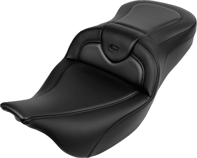 SADDLEMEN 0801-1616 Roadsofa™ Seat - without Backrest - Carbon Fiber - Black Stitch - 'FL '08-'19 — image 1 of 3