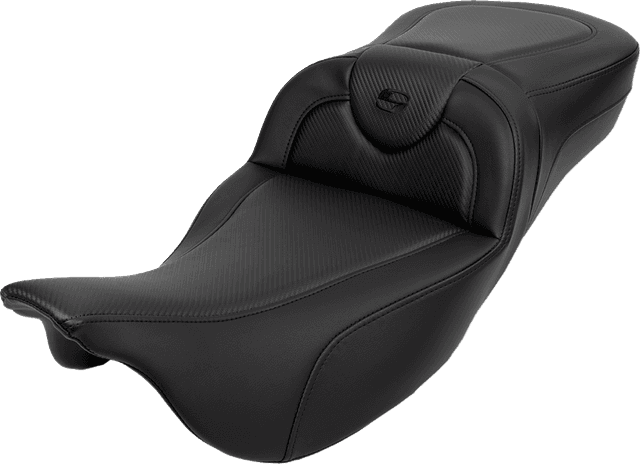 SADDLEMEN 0801-1626 Roadsofa™ Extended Reach Seat - Carbon Fiber - Black Stitch - Backrest - FL '08-'24 — image 1 of 6